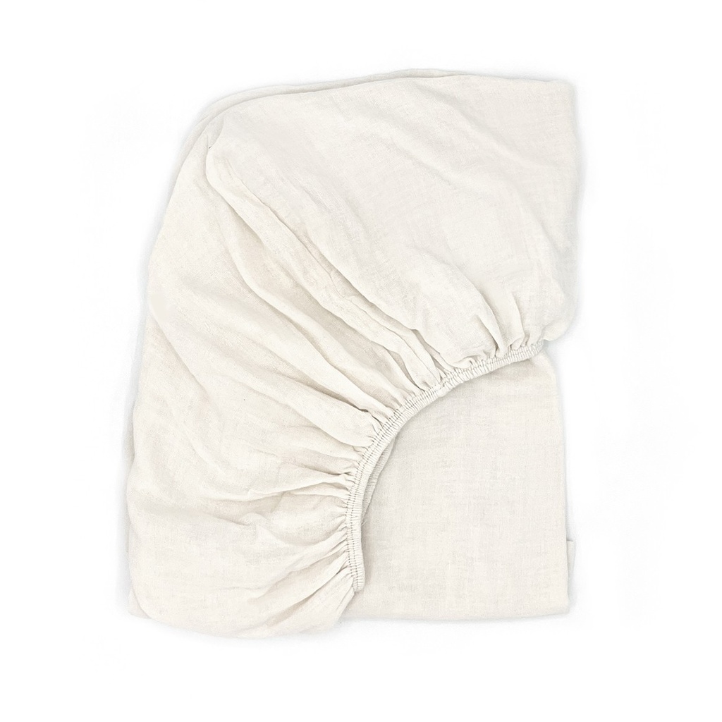 CRIB FITTED SHEET IVORY POWDER