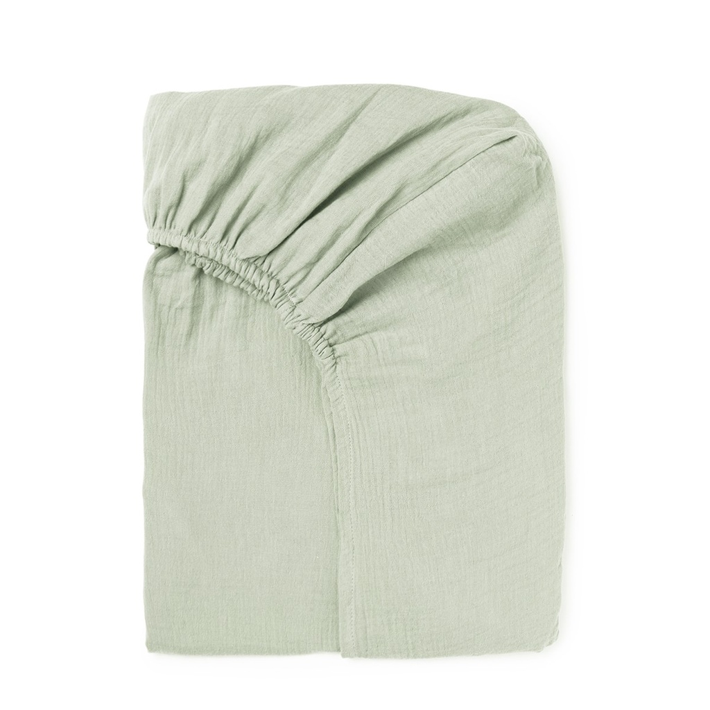 CRIB FITTED SHEET SAGE POWDER