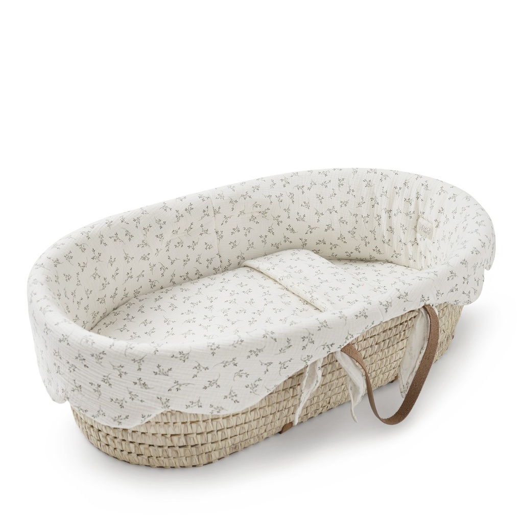 LITTLE CLOUD BASKET LINEN SET OLIVE BLOOM