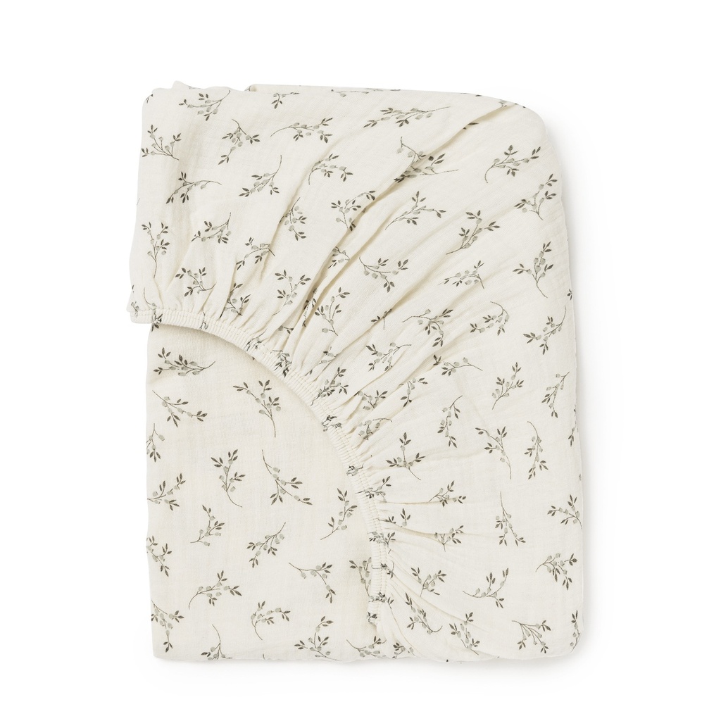 CRIB FITTED SHEET OLIVE BLOOM