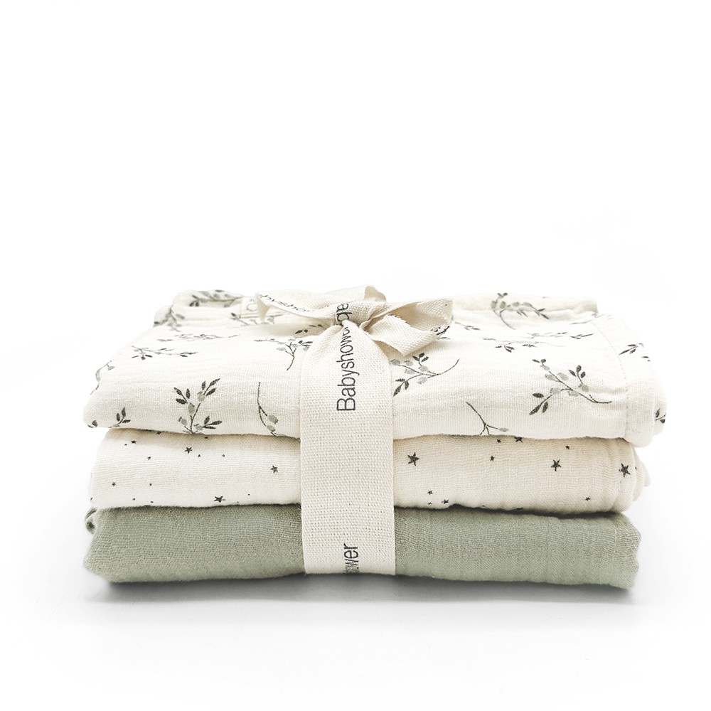 3 MINI SWADDLE SET OLIVE BLOOM