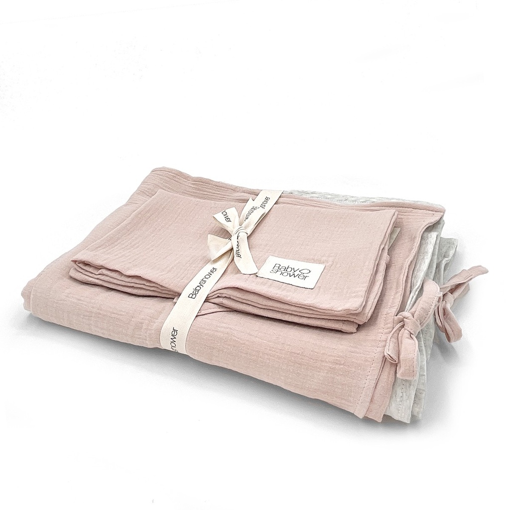 CRIB BEDDING SET NUDE POWDER