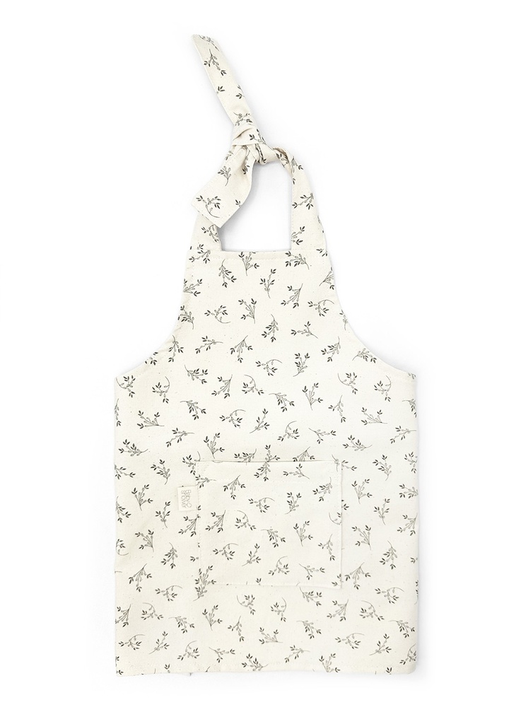 KIDS APRON OLIVE BLOOM CANVAS