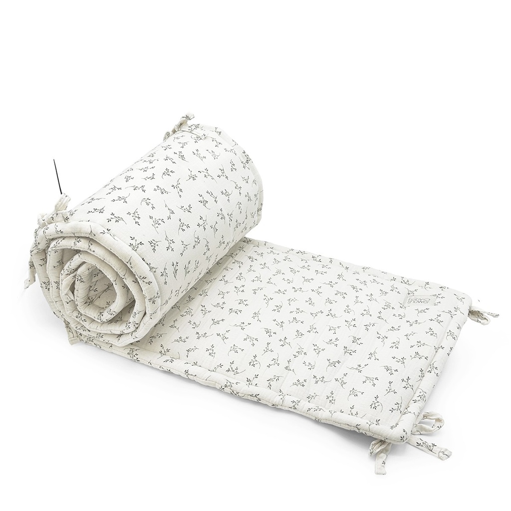 DOUX CRIB LINER OLIVE BLOOM