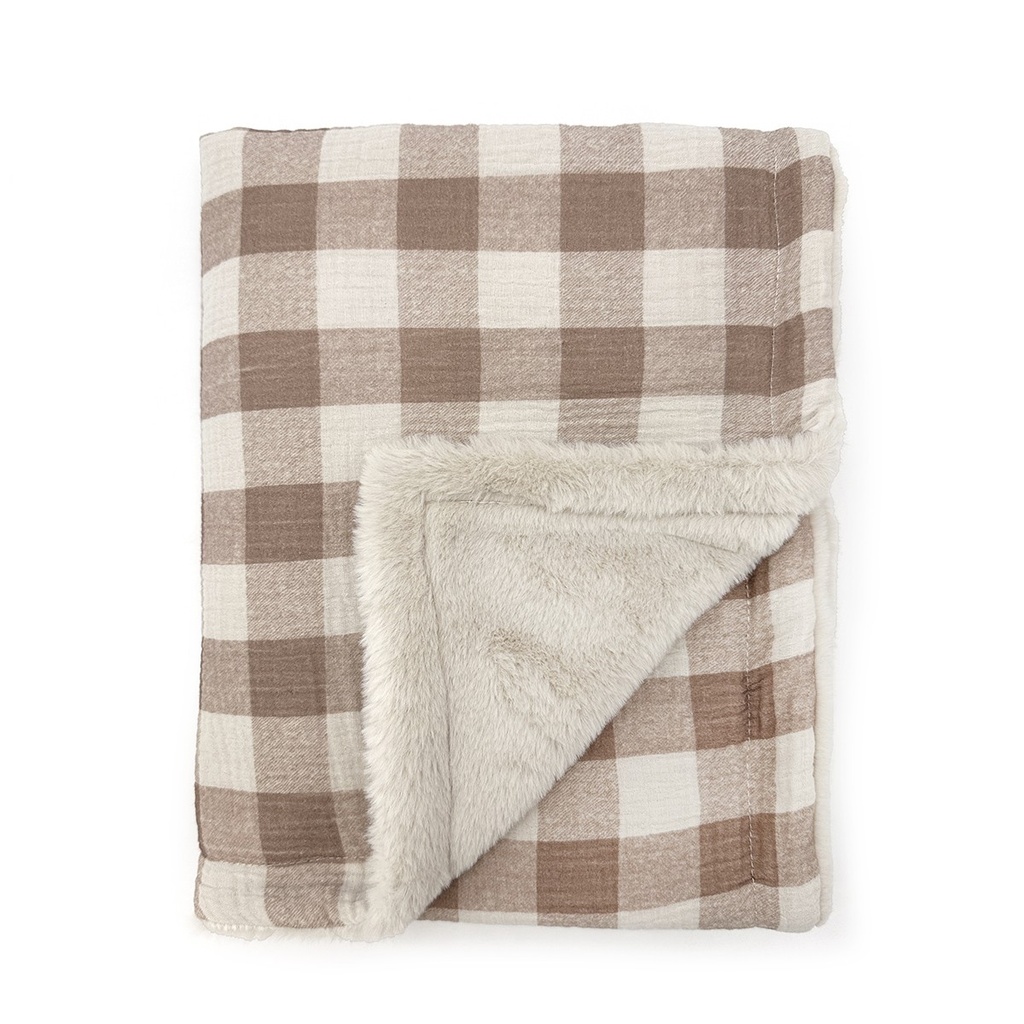 LARGE FLEECE BLANKET VICHY CARAMEL