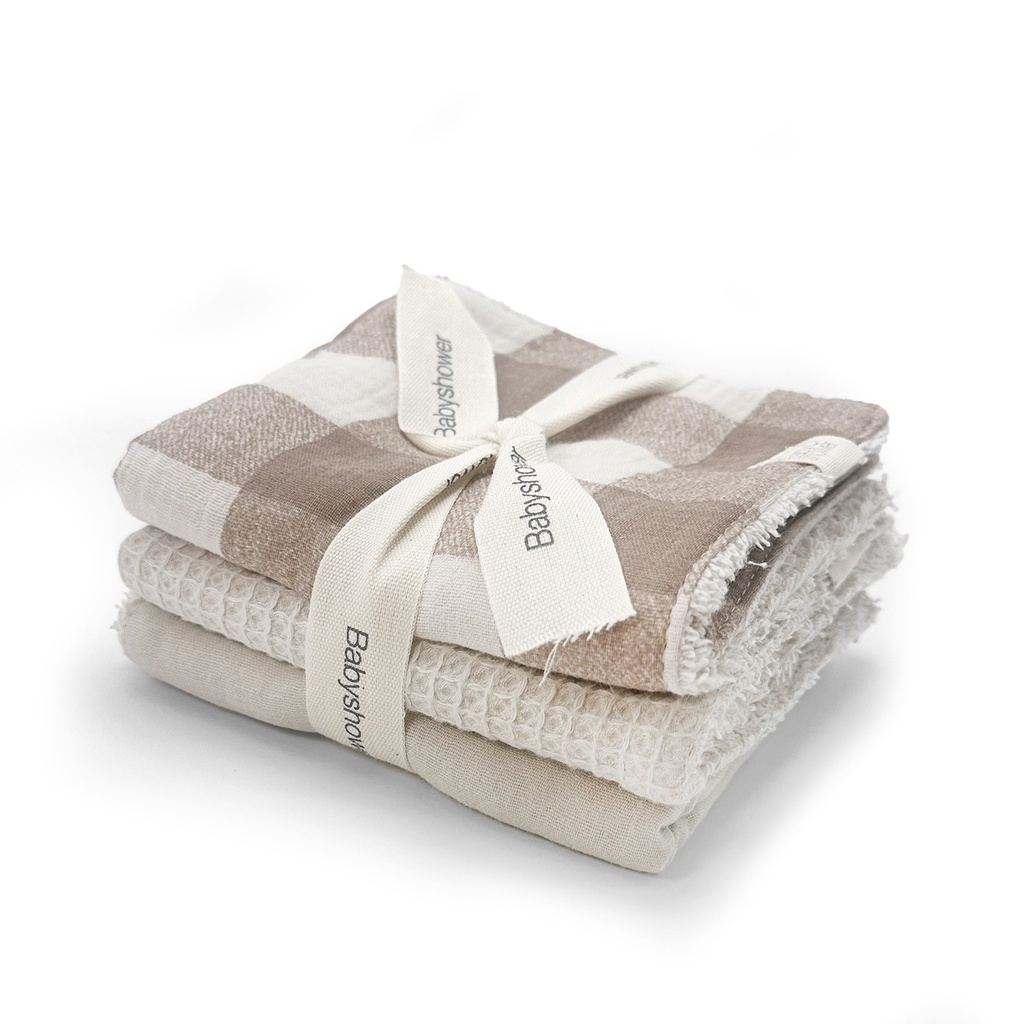 SET 3 MINI-SERVIETTES VICHY CARAMEL