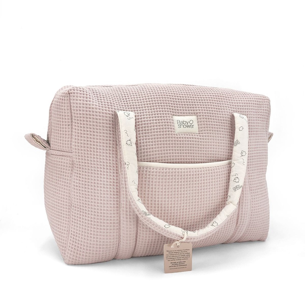 BOLSA MATERNIDAD CAMILA WAFFLE ROSE